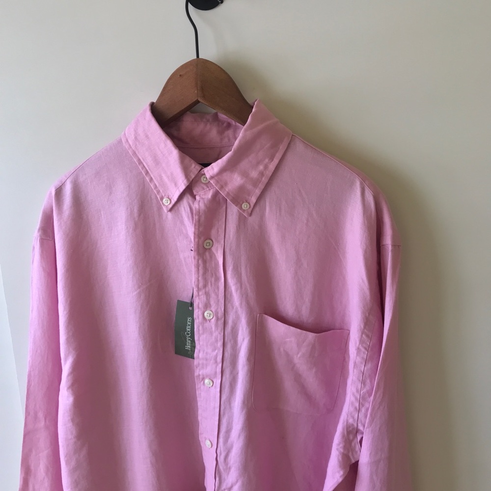 NWT Henry Cotton's Men's Pink Button- Down Shirt